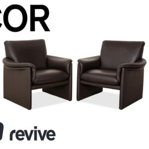 COR Zento 2x Leder Sessel Garnitur Dunkelbraun Kaffee Kastanie