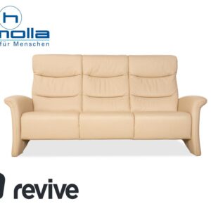 Himolla Leder Dreisitzer Creme Beige Sofa Couch