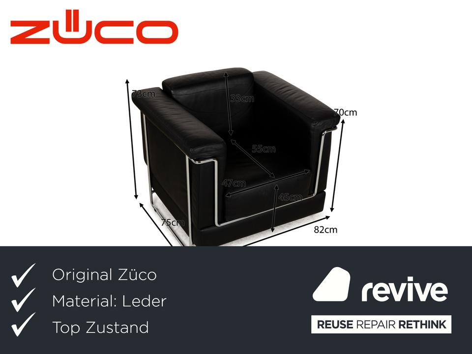 Züco Carat Leder Sessel Schwarz – Bild 2