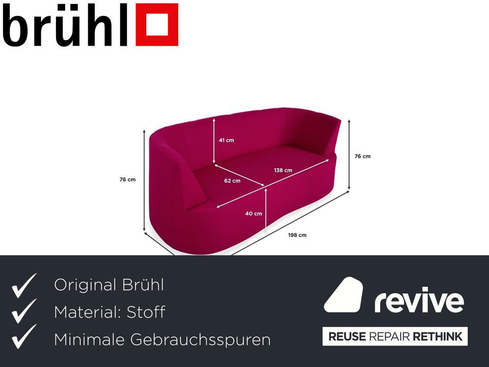 Brühl Powder Stoff Zweisitzer Rosa Pink Magenta Sofa Couch – Bild 2