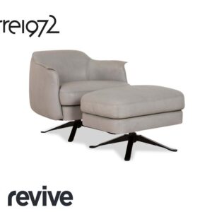 Cierre Boheme Leder Sessel Grau inkl. Hocker
