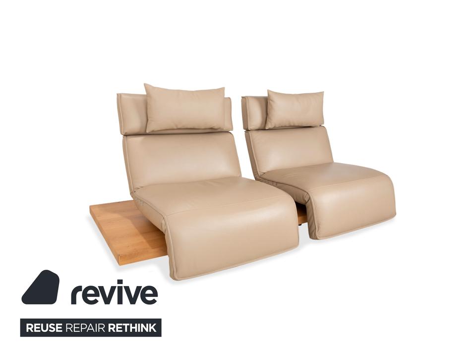 Koinor Free Motion Etino 2 Leder Holz Zweisitzer Beige – Bild 3