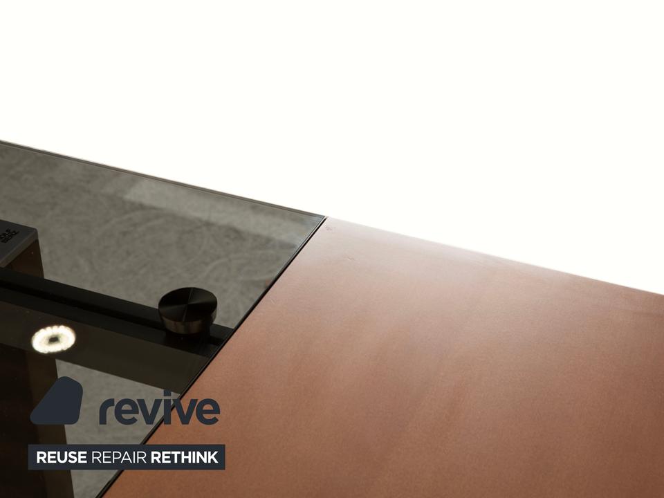 Rolf Benz Glas Esstisch Braun Ausziehfunktion Holz Rauchglas – Bild 7