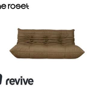 Ligne Roset Togo Dreisitzer veganes Leder Olivgrün Khaki Sofa ✨