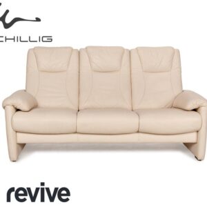 Willi Schillig Leder Dreisitzer Creme Sofa Couch manuelle
