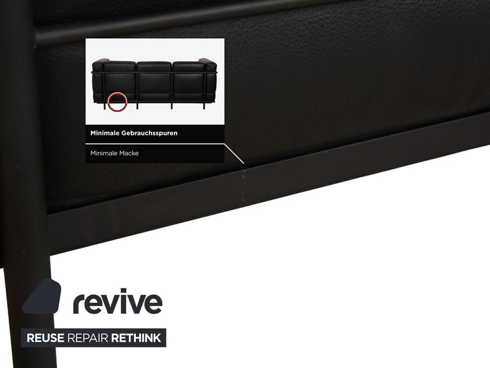 Cassina LC 2 Leder Dreisitzer Schwarz Sofa Couch – Bild 10