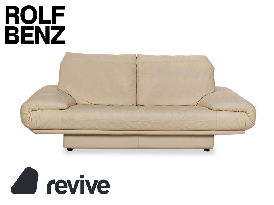 Rolf Benz 345 Leder Zweisitzer Creme Sofa Couch
