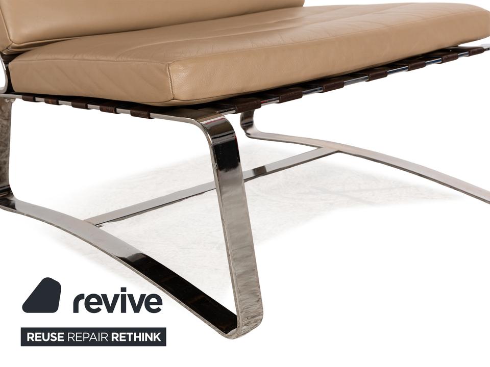 Minotti Delaunay Leder Sessel Beige Vintage – Bild 4