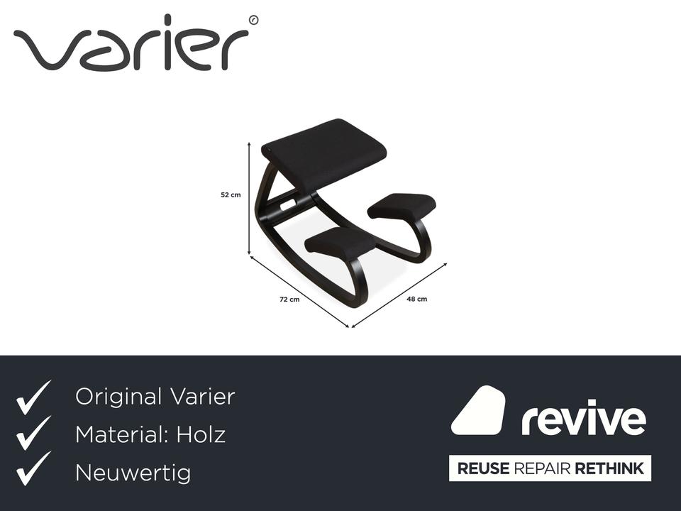 Varier Variable Holz Esche Hocker Schwarz Stoff Schwarz – Bild 2