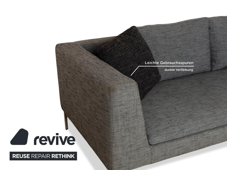 La Nouva Casa Liverpool Ecksofa Sofa Couch Stoff Grau Recamiere – Bild 5