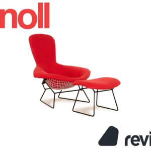 Knoll International Bird Chair Stoff Sessel Rot inkl. Hocker ✨