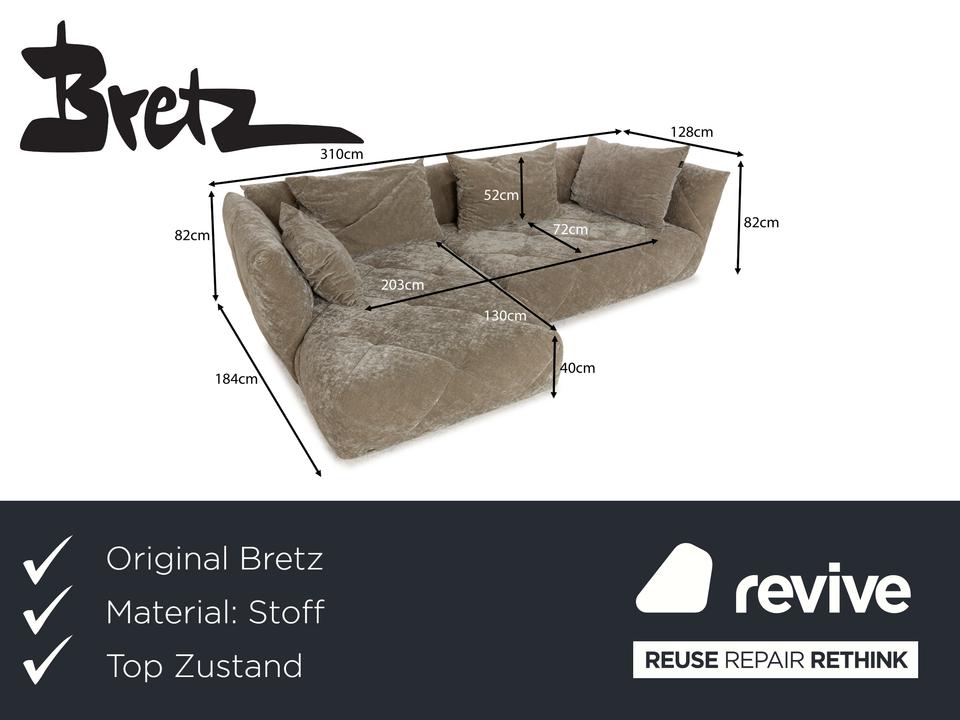 Bretz Teratai Stoff Ecksofa Grau Greige Recamiere links Sofa – Bild 2