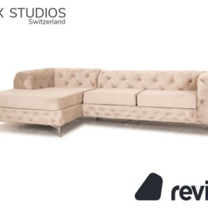 IconX STUDIOS Bali Samt Stoff Ecksofa Beige Recamiere links