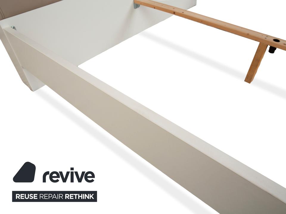 Musterring Holz Leder Bett Beige – Bild 4