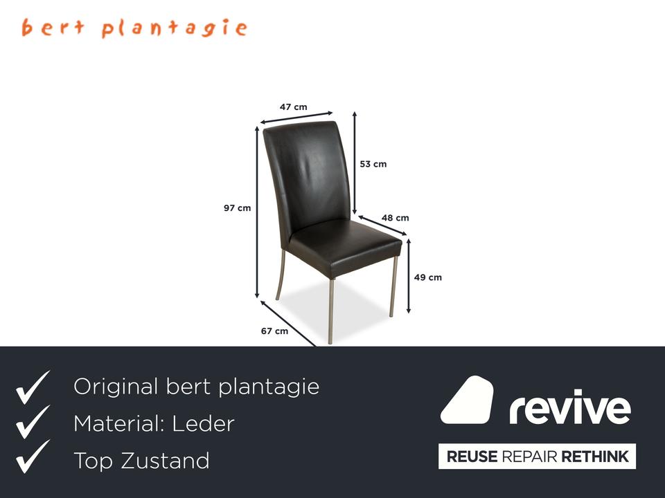 4er Garnitur bert plantagie Leder Stuhl Schwarz – Bild 2