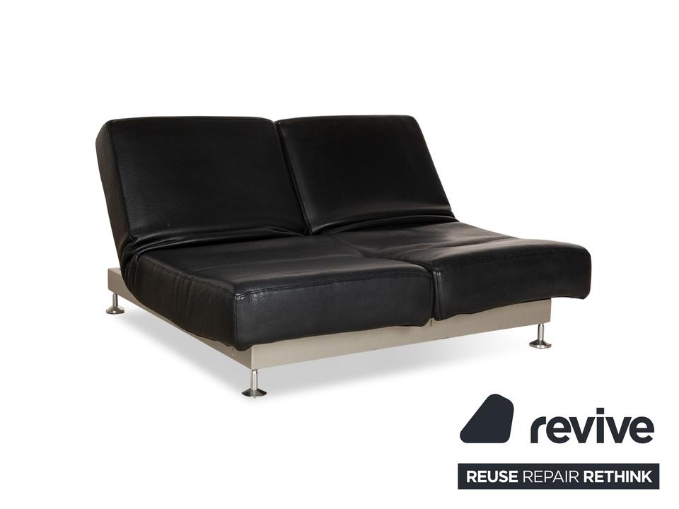 Edra Damier Leder Zweisitzer Schwarz manuelle Funktion Sofa Couch – Bild 12