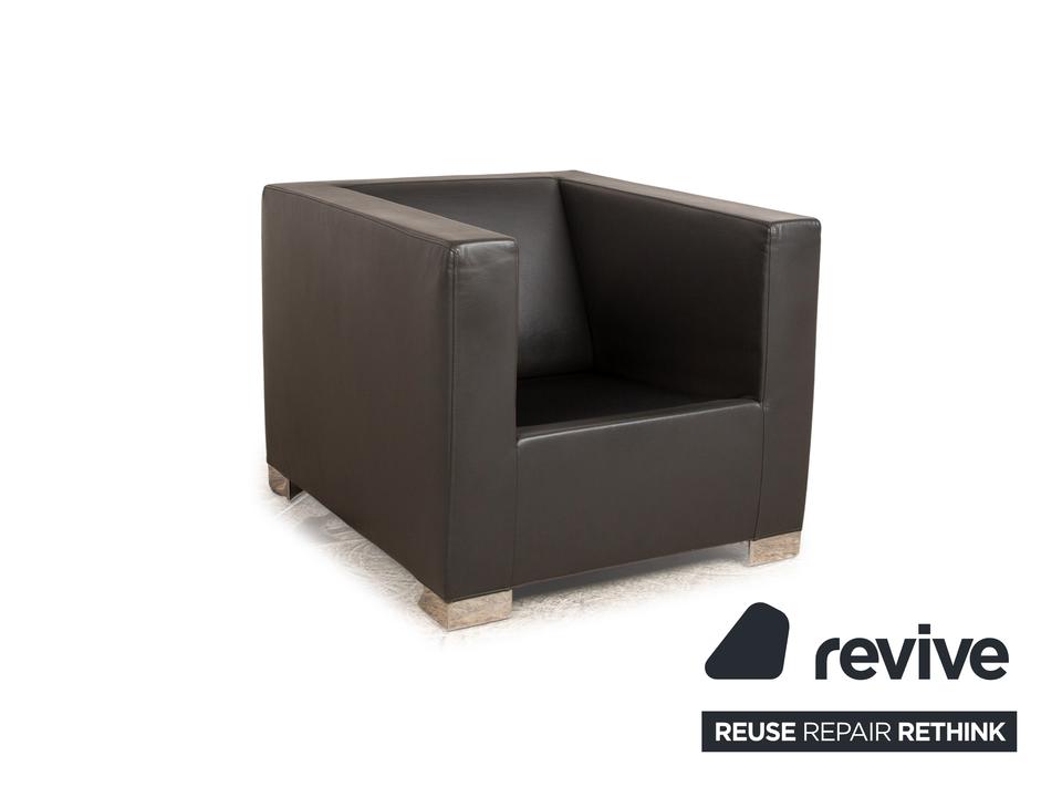 Minotti Suitcase line Leder Sessel Grau – Bild 4