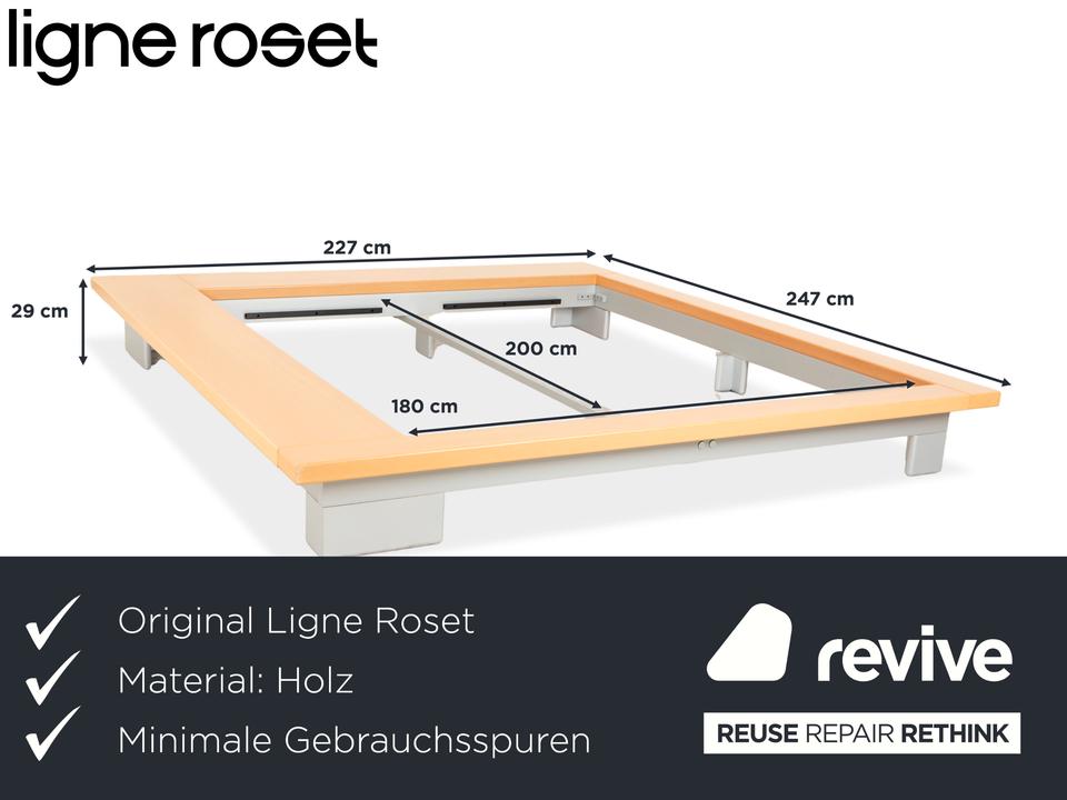 Ligne Roset Holz Bett Doppelbett Braun 200x180 cm – Bild 2