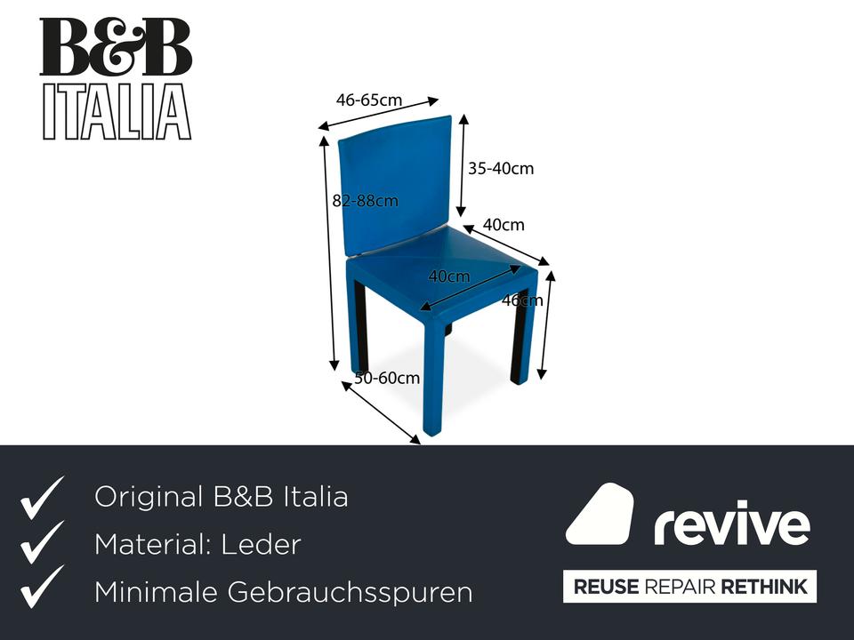4er Garnitur B&B Italia Arcadia Leder Stuhl Blau Schwarz – Bild 2