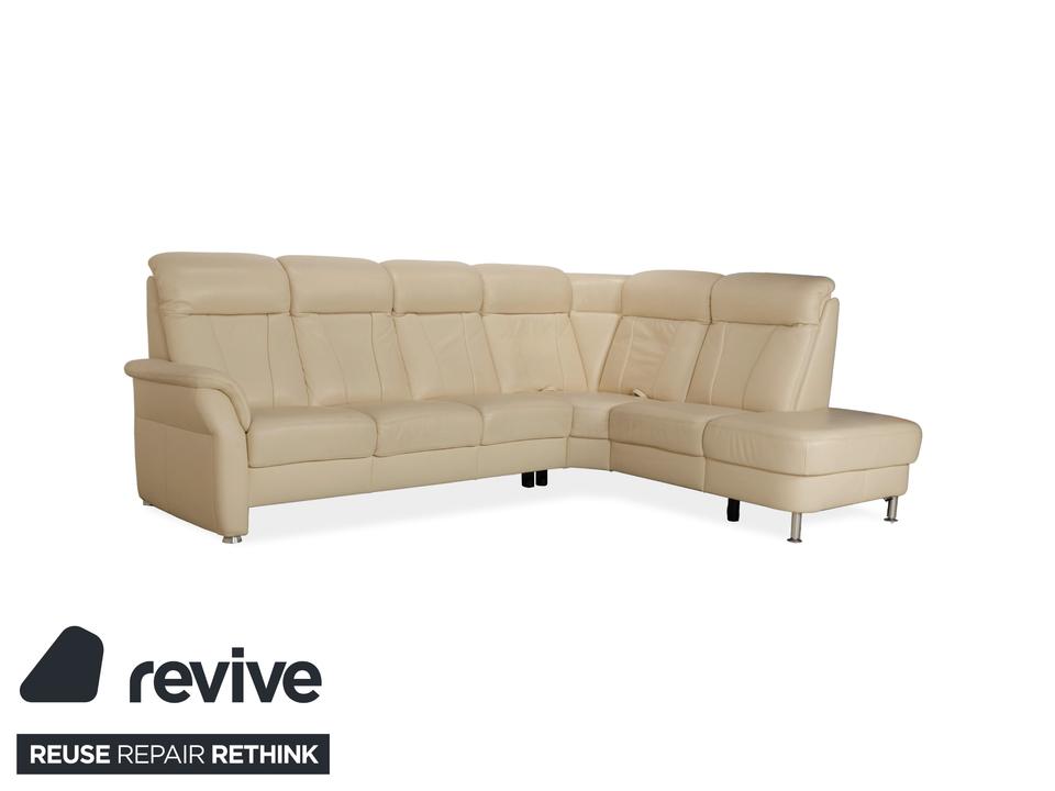 Polinova Leder Ecksofa Creme manuelle Funktion Sofa Couch – Bild 12