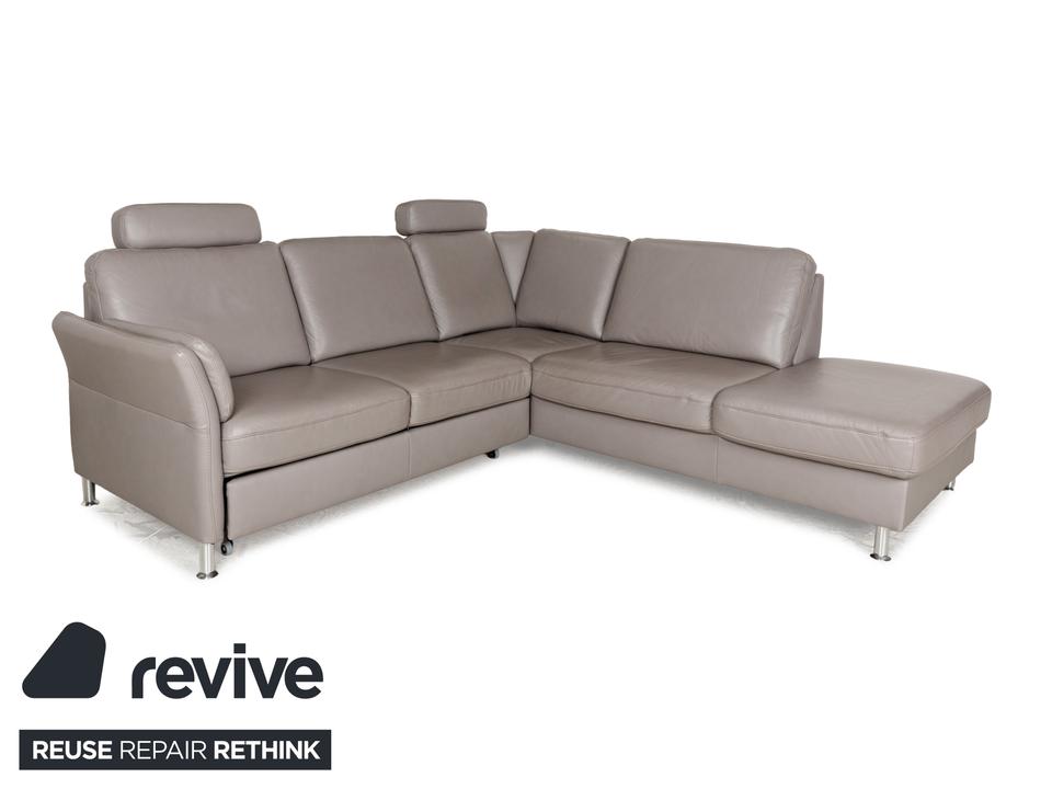 Polipol Polinova Leder Ecksofa Grau manuelle Funktion Sofa Couch – Bild 3