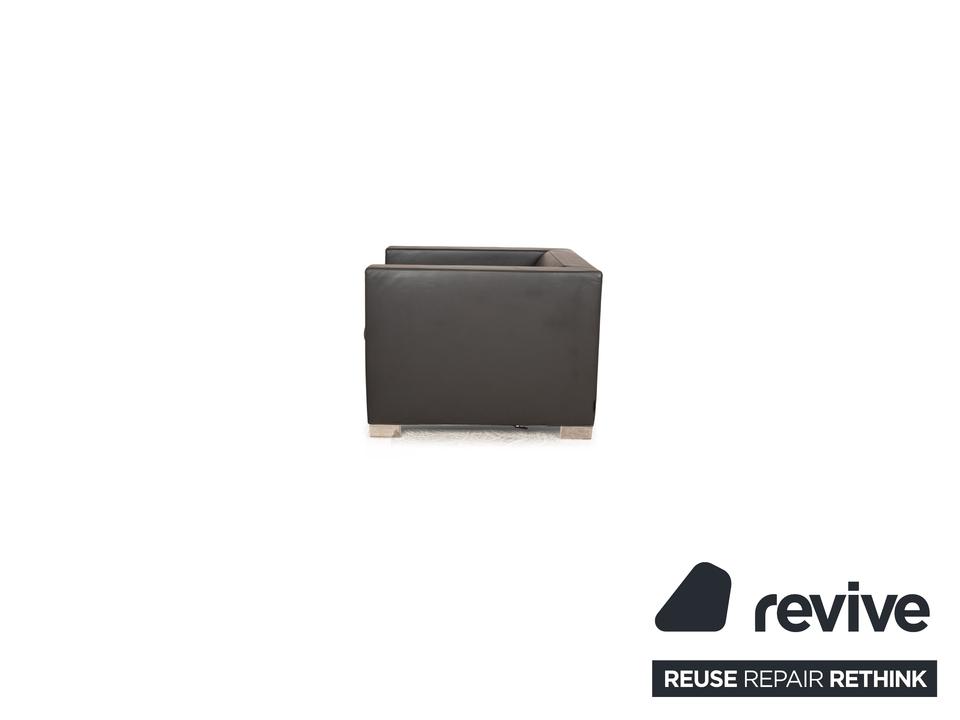 Minotti Suitcase line Leder Sessel Grau – Bild 14