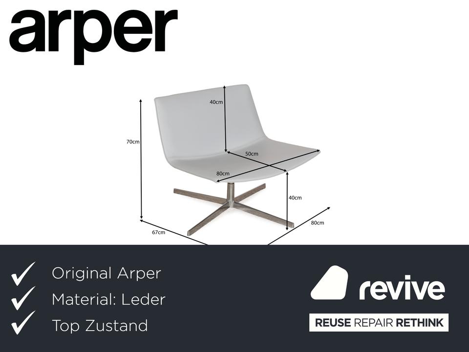 Arper Catifa 80 Leder Sessel Blau Blaugrau Hellblau Drehfunktion – Bild 2