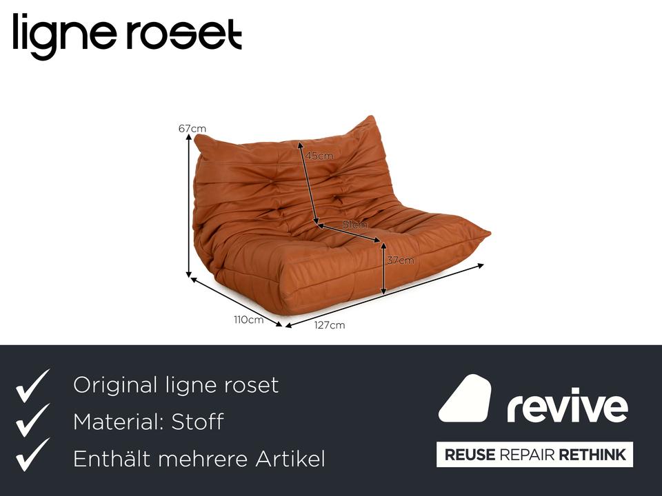 Ligne Roset Togo veganes Leder Sofa Garnitur Braun Cognac ✨ – Bild 2