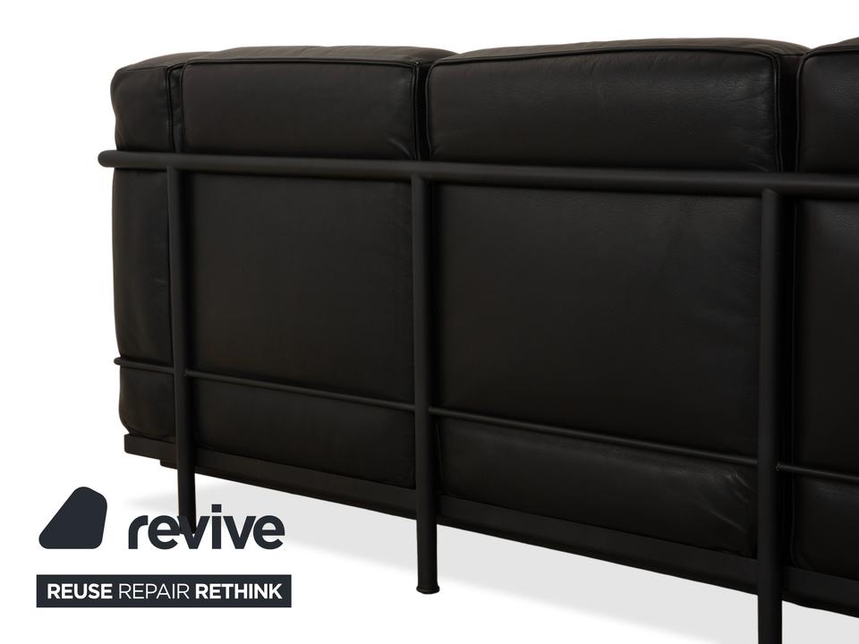 Cassina LC 2 Leder Dreisitzer Schwarz Sofa Couch – Bild 7