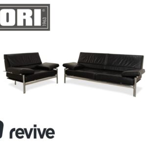Jori Leder Zweisitzer Sessel Schwarz Sofa Couch manuelle Funktion