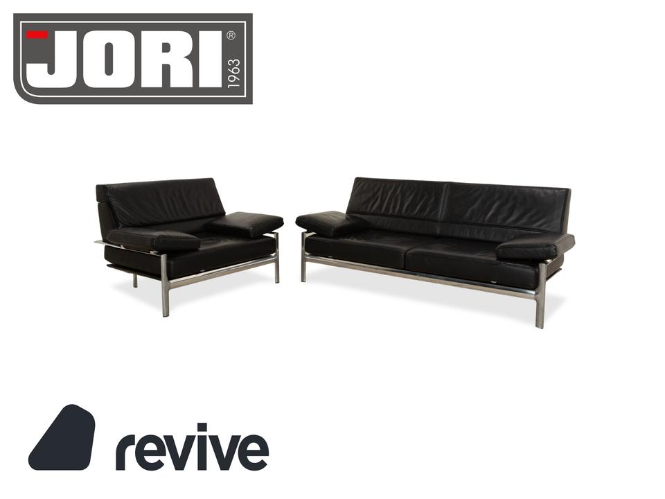 Jori Leder Zweisitzer Sessel Schwarz Sofa Couch manuelle Funktion