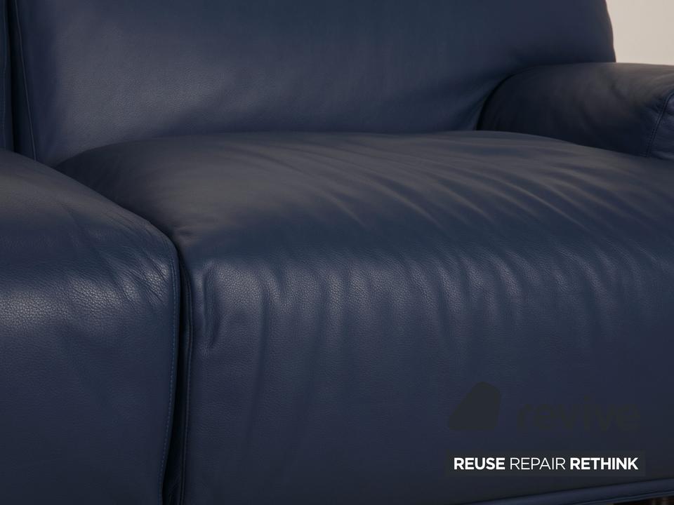 Cassina Fiandra Leder Dreisitzer Blau Sofa Couch – Bild 3