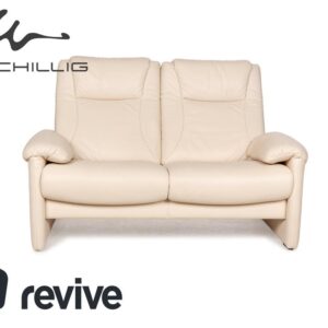 Willi Schillig Leder Zweisitzer Creme Sofa Couch manuelle
