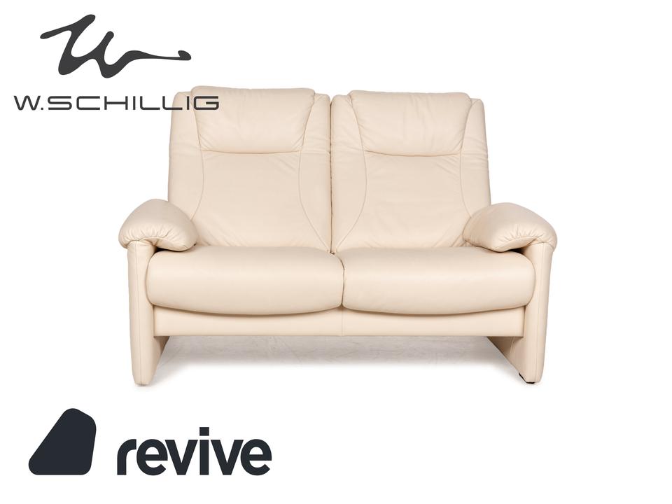 Willi Schillig Leder Zweisitzer Creme Sofa Couch manuelle