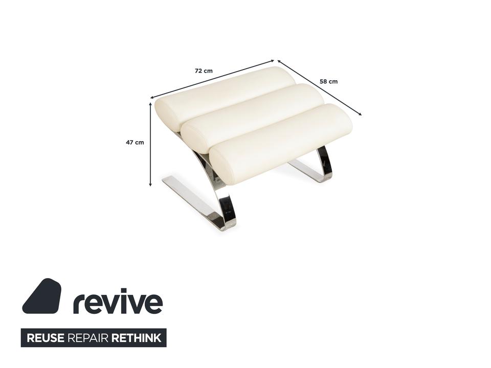 2x Cor Sinus Leder Sessel Freischwinger Creme Weiß inkl. Hocker – Bild 3