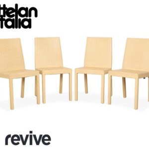 4er Garnitur Cattelan Italia Leder Stuhl Creme Elfenbein
