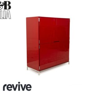 B&B Italia Holz Sideboard Rot Hochglanz 4 Türen Metallfüße