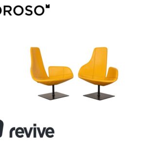 Moroso Fjord Leder Sessel Garnitur Gelb Drehfunktion