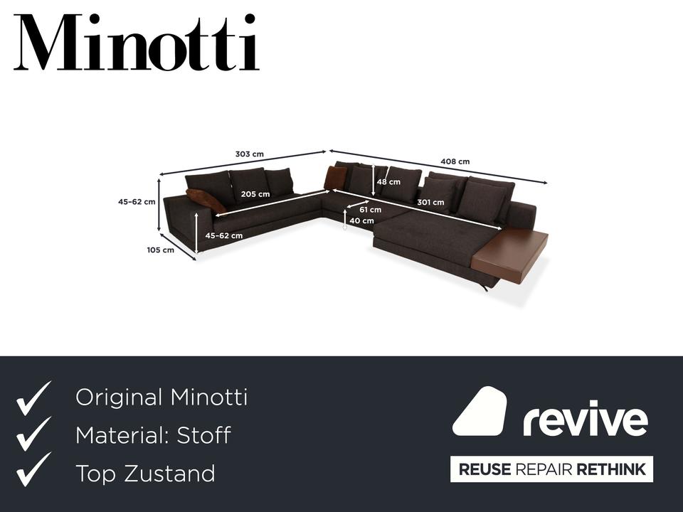 Minotti White Stoff Ecksofa Grau Sofa Couch – Bild 2