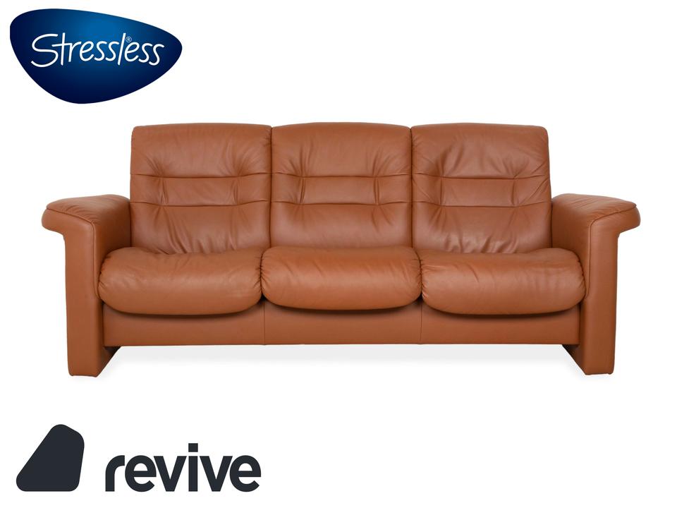 Stressless Sapphire Leder Dreisitzer Sofa Couch Braun manuelle