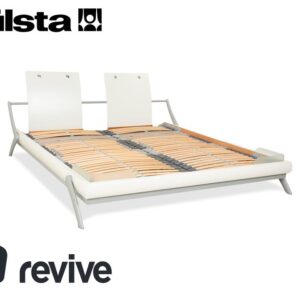 Hülsta Holz Bett Weiß Creme Silber Glas 180x200