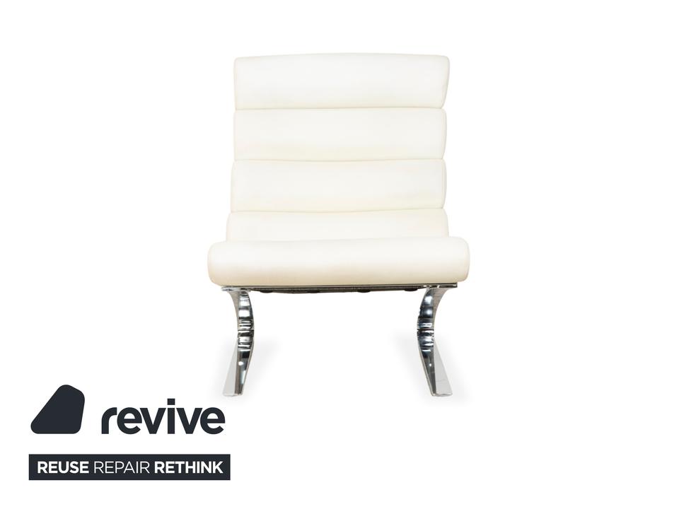 2x Cor Sinus Leder Sessel Freischwinger Creme Weiß inkl. Hocker – Bild 16