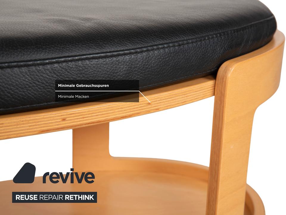 Stressless Arion Holz Leder Hocker Couchtisch Schwarz Rollen – Bild 4