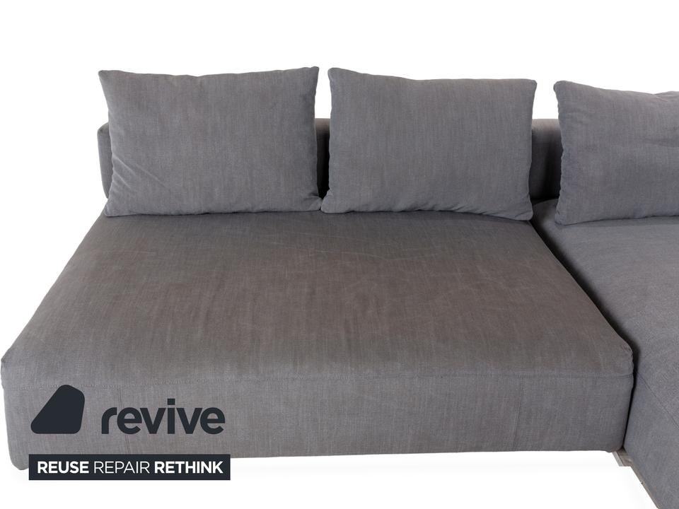 Glow In Stoff Ecksofa Grau Récamière rechts Sofa Couch – Bild 6