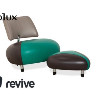 Leolux Pallone Leder Sessel Hocker Grün Dunkelgrau Taupe