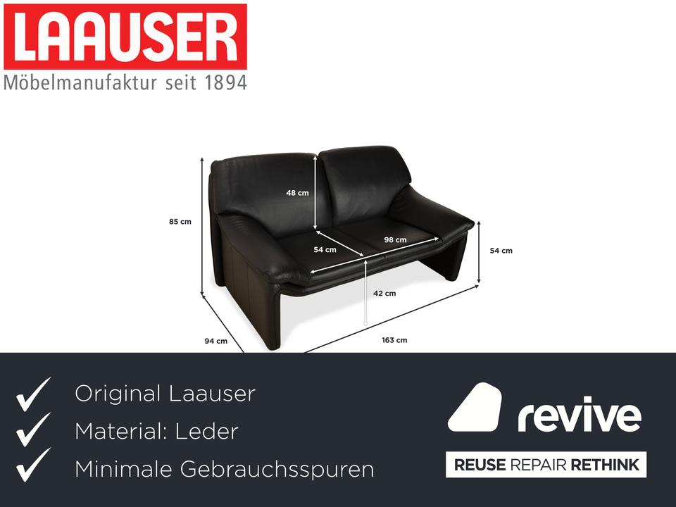 Laauser Atlanta Leder Zweisitzer Schwarz Sofa Couch – Bild 2