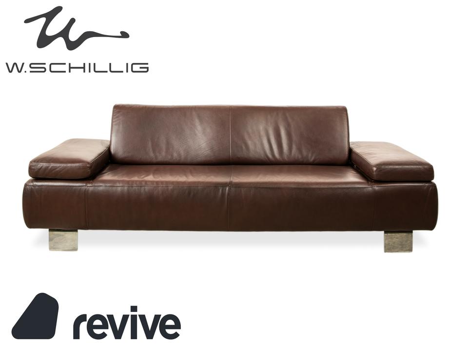 Willi Schillig Taboo Leder Dreisitzer Braun manuelle Funktion