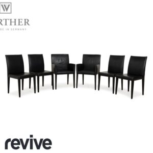 6er Stuhl-Garnitur Werther Classic Leder Stuhl Schwarz
