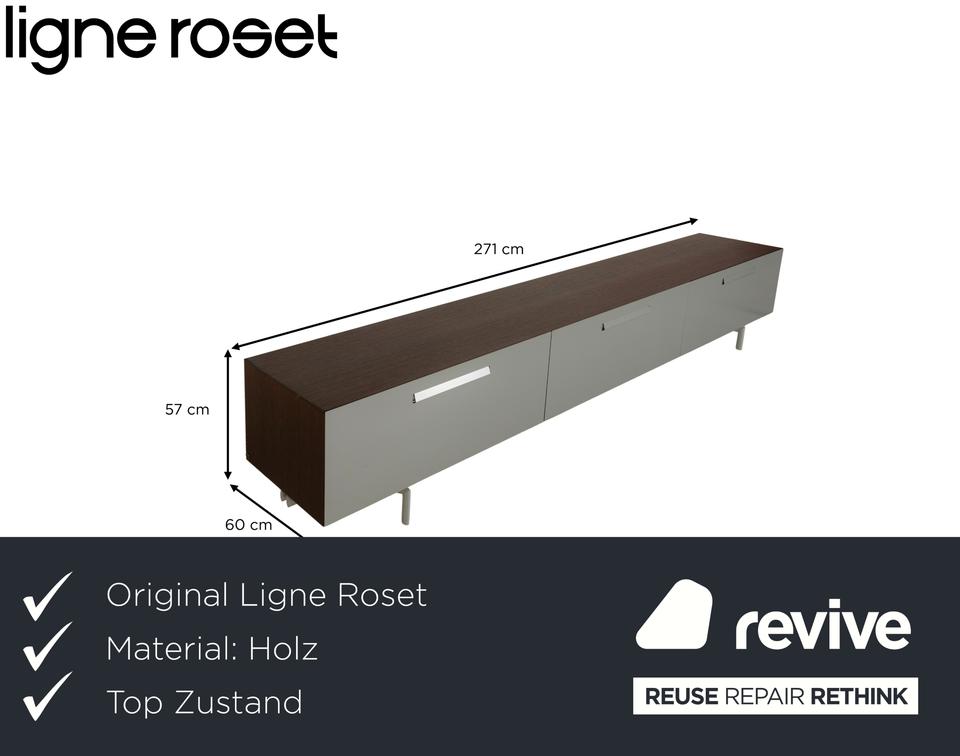 Ligne Roset Holz Sideboard Grau Braun Lowboard – Bild 2