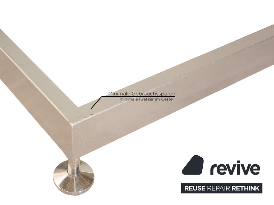 Edra Damier Leder Zweisitzer Creme Sofa Couch manuelle Funktion – Bild 8